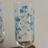 Vintage set of 4 champagne flutes Véronica myosotis