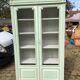 Screened and painted library Louis XVI style green celadon