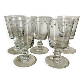 Set of 5 stemmed glasses