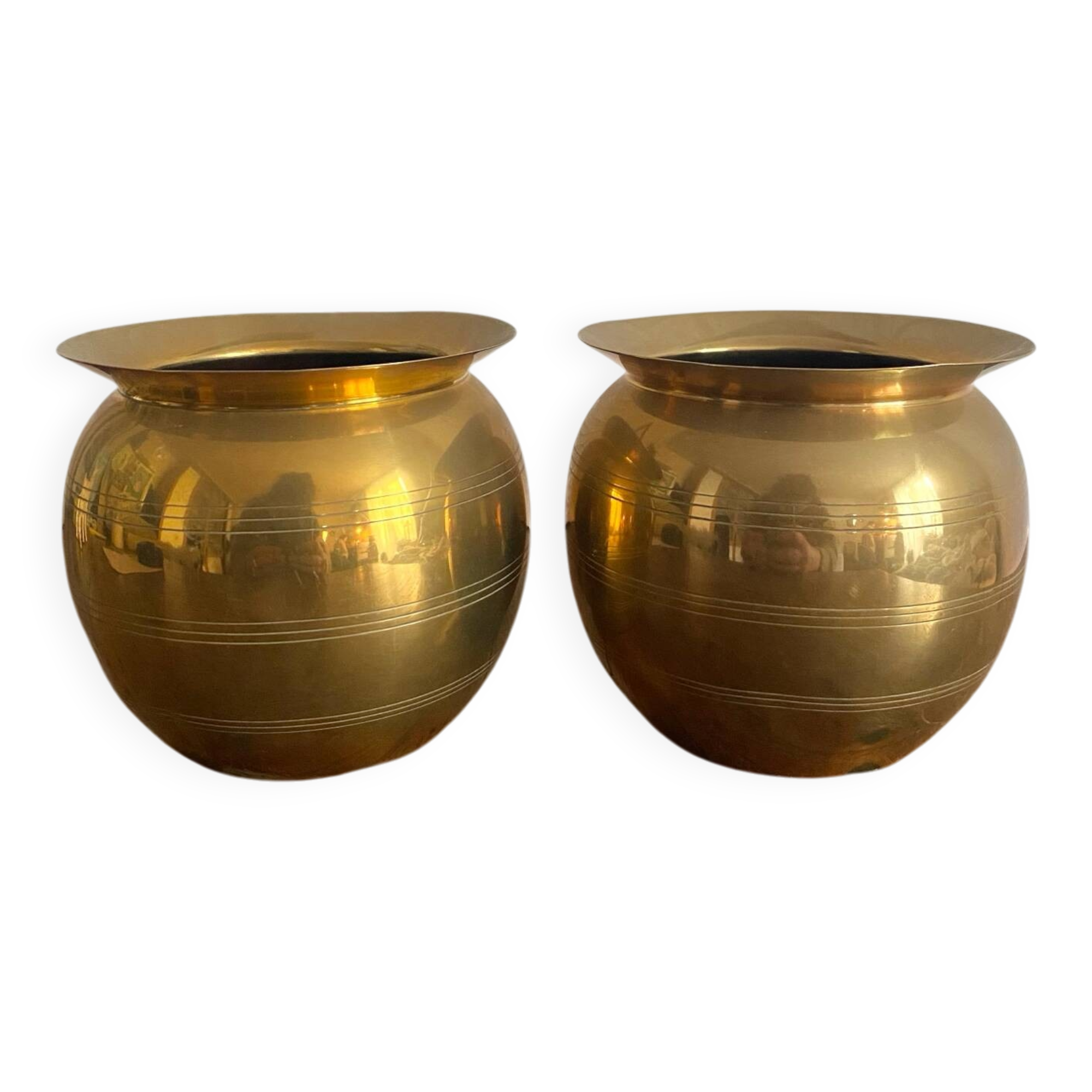 Paire de cache pots en laiton 