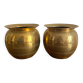 Pair of brass plant pot covers