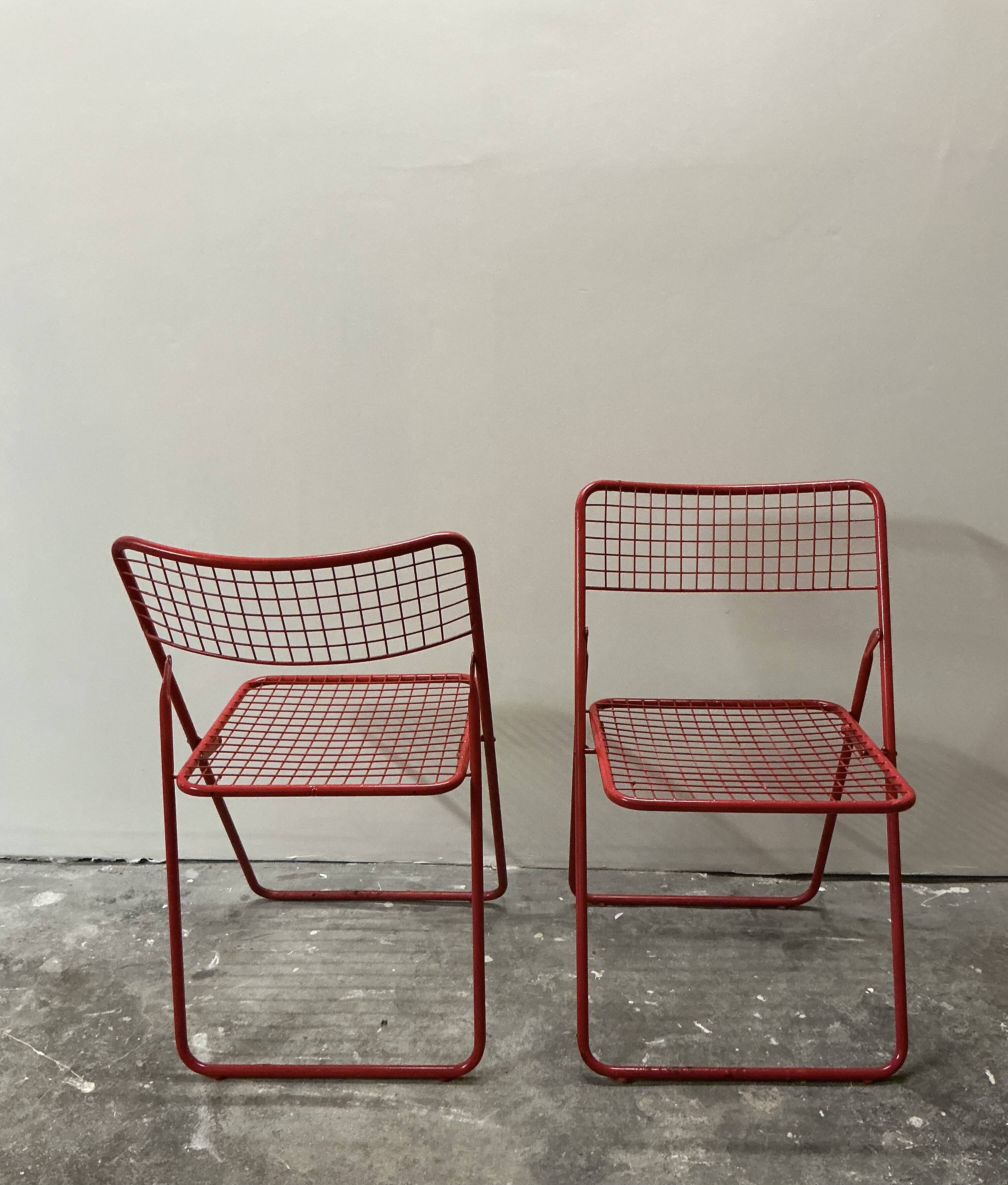 Pair of iconic folding chairs - Ted Net - industrial design IKEA 1970