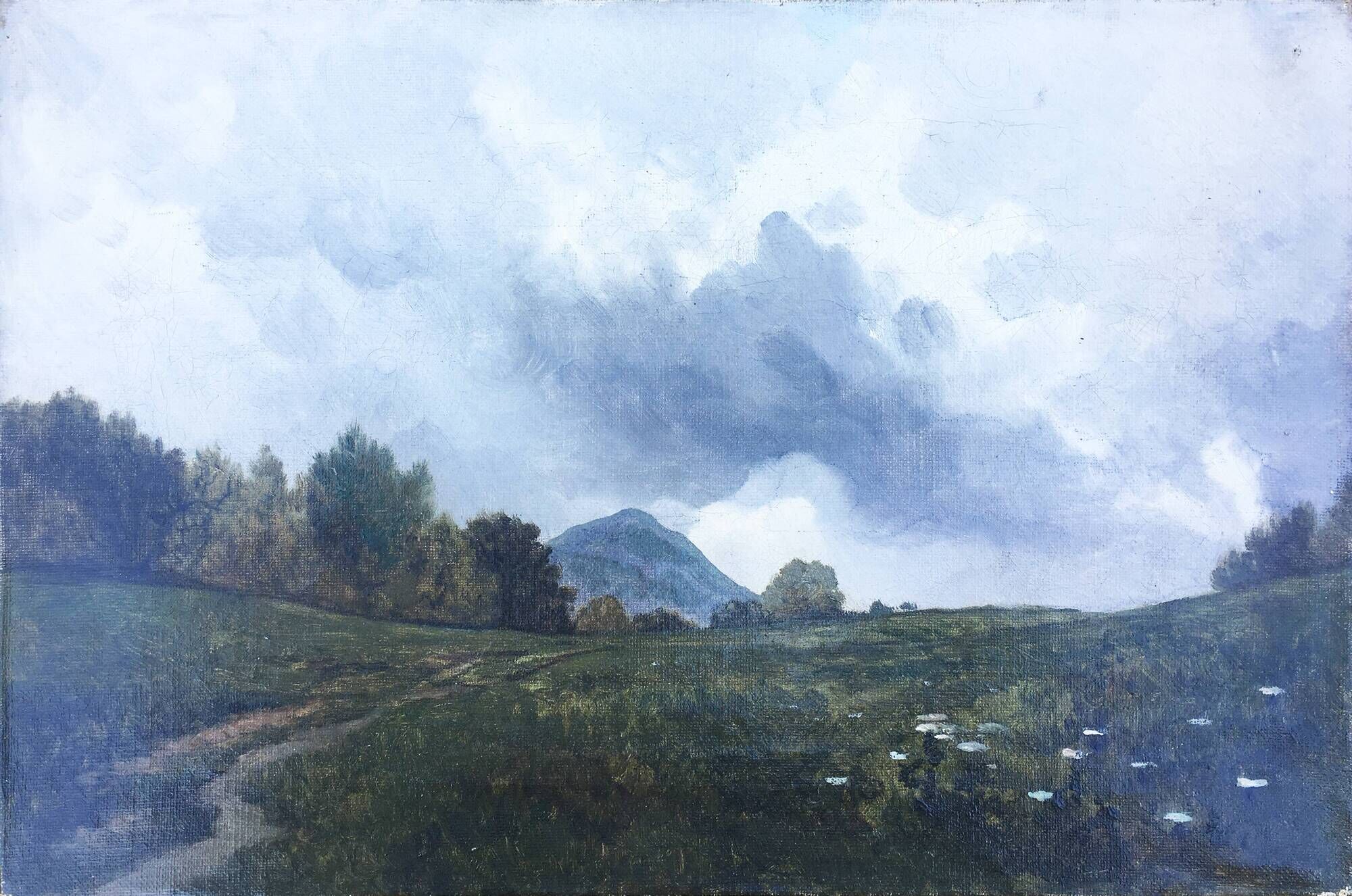 Painting "Landscape Puy de Dôme" : the puy Mary 1880 cf Dardoize by L. Henry