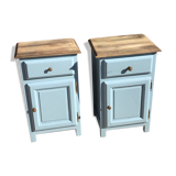 Pair of walnut bedsides from the 1950s patinated in lectoure blue