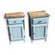 Pair of walnut bedsides from the 1950s patinated in lectoure blue