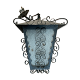 Lampe extérieur en fer forgé et verre lanterne