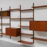 Danish Modern 5-Bay Modular Teak Wall Unit by Poul Cadovius for Cado, 1950s