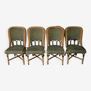 4 vintage rattan and bamboo chairs