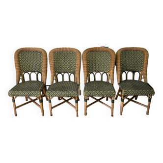 4 chaises en rotin et bambou vintage