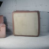 Cinna, pair of armchairs foam and velvet ras pink pale, France, circa 1970