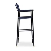 Paire de tabourets de bar avec dossier bleu marine et structure en métal