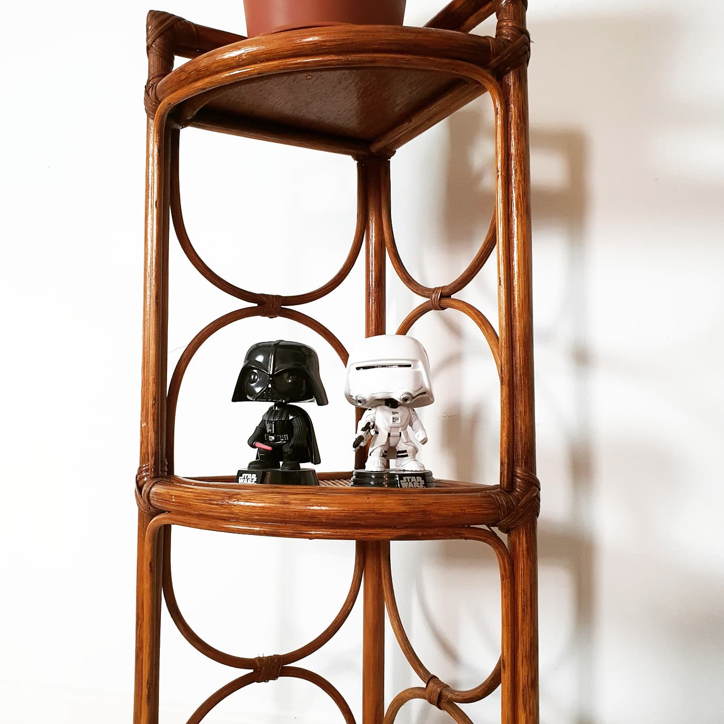 Vintage bamboo and rattan corner floor