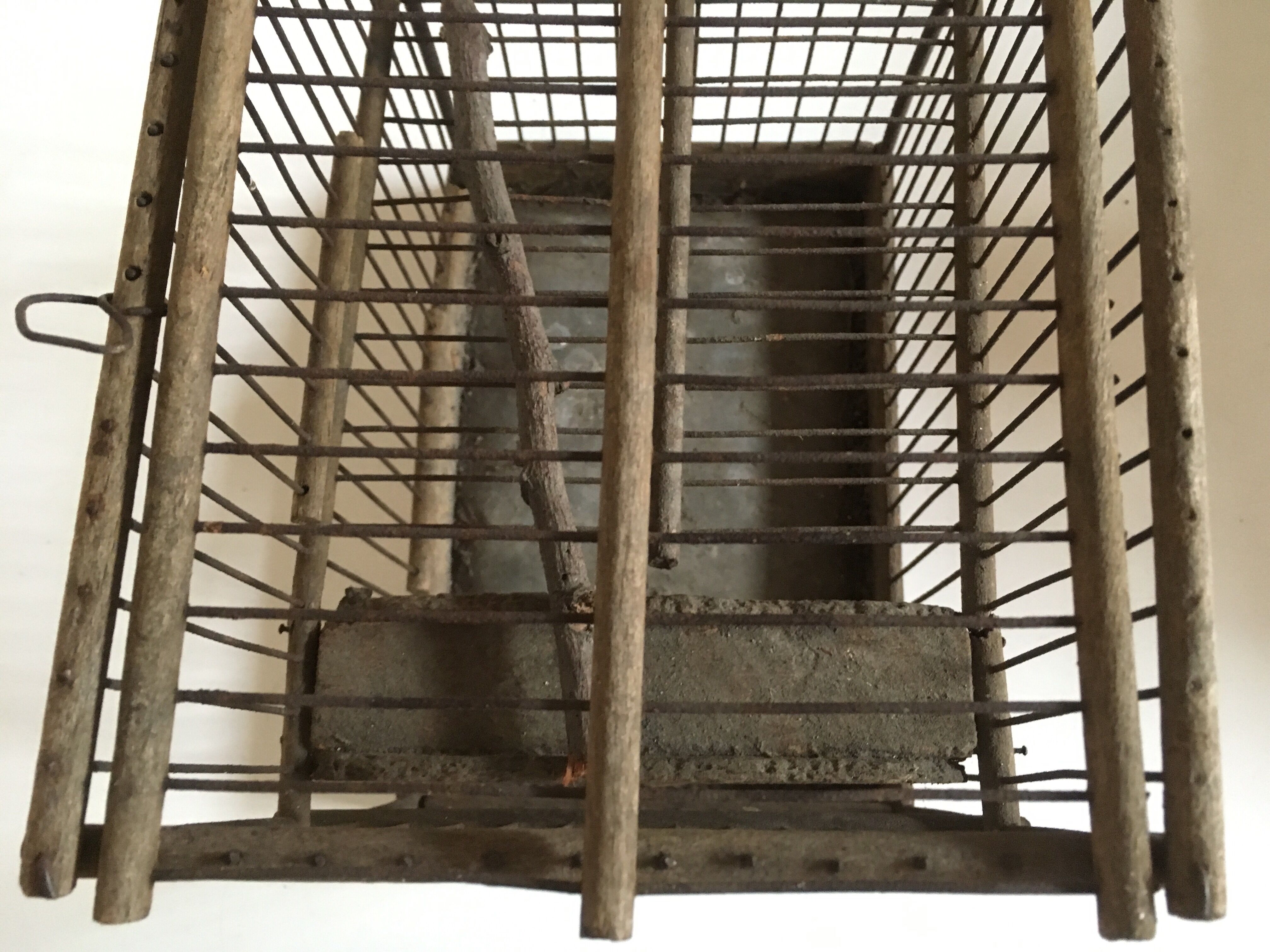 Garden bird cage 19th in zinc and wood