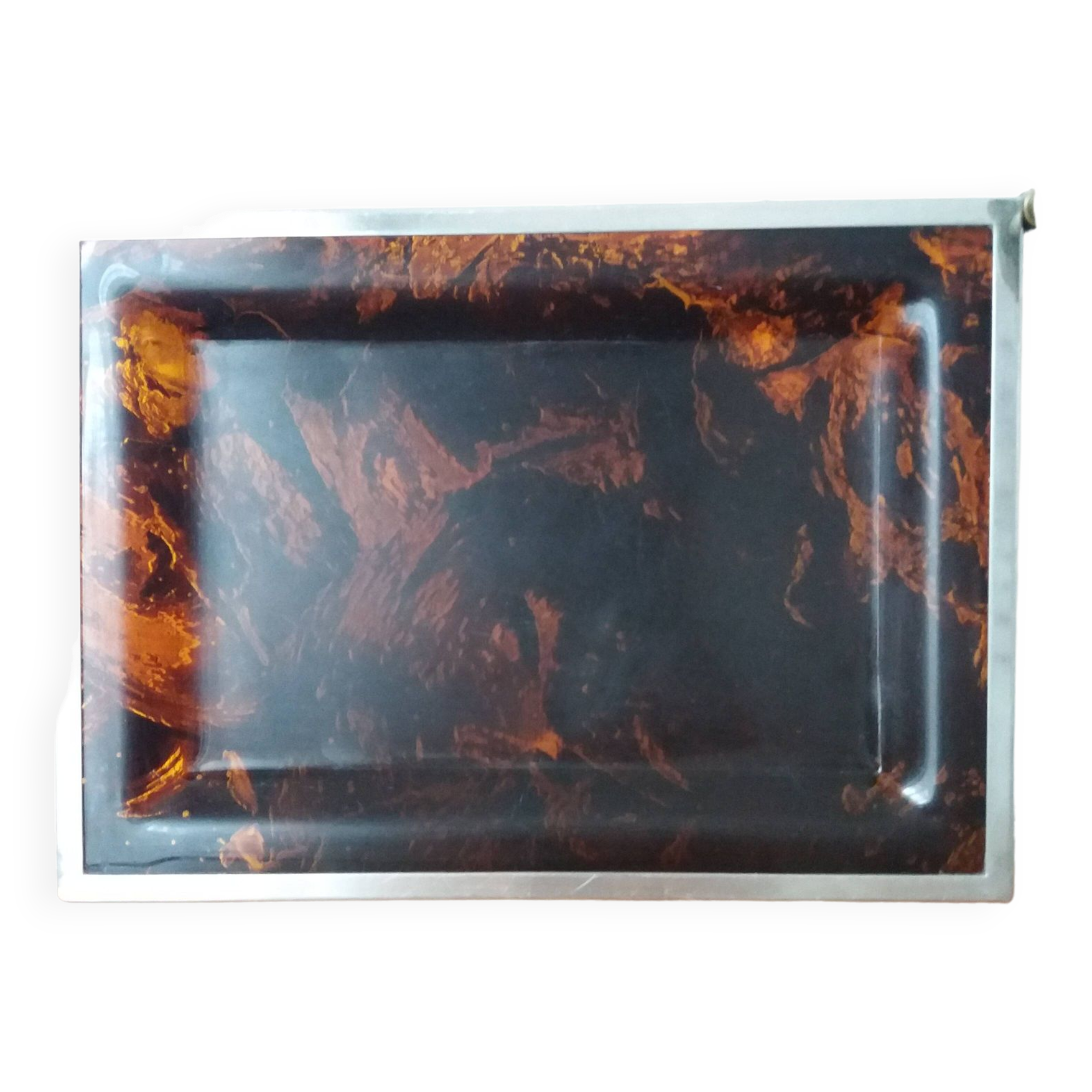 Vintage lucite tray imitating tortoiseshell