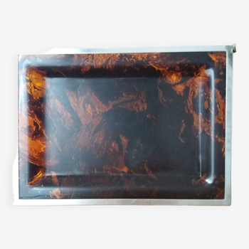 Vintage lucite tray imitating tortoiseshell