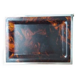 Vintage lucite tray imitating tortoiseshell