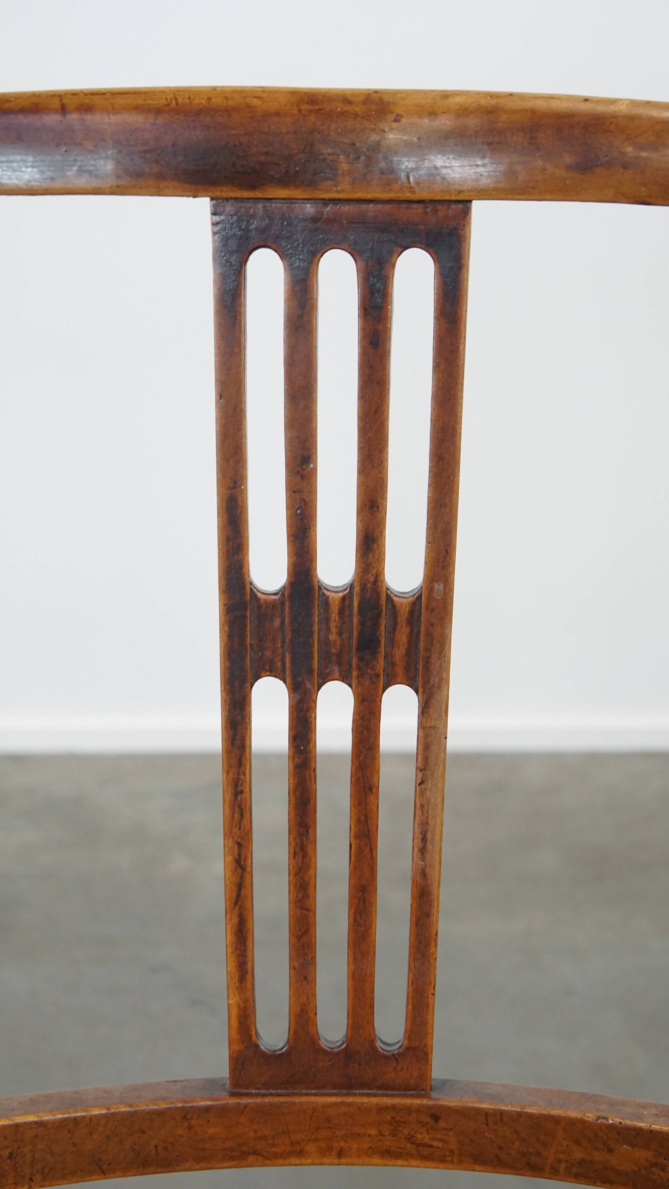 Lot de 4 chaises de salle à manger anglaises anciennes du XIXe siècle avec assises en osier