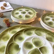 Oyster service Moulin des Loups – 8 plates and 2 dishes, 1970s