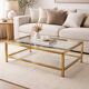 Grande table basse vintage verre et laiton – années 1960-1970