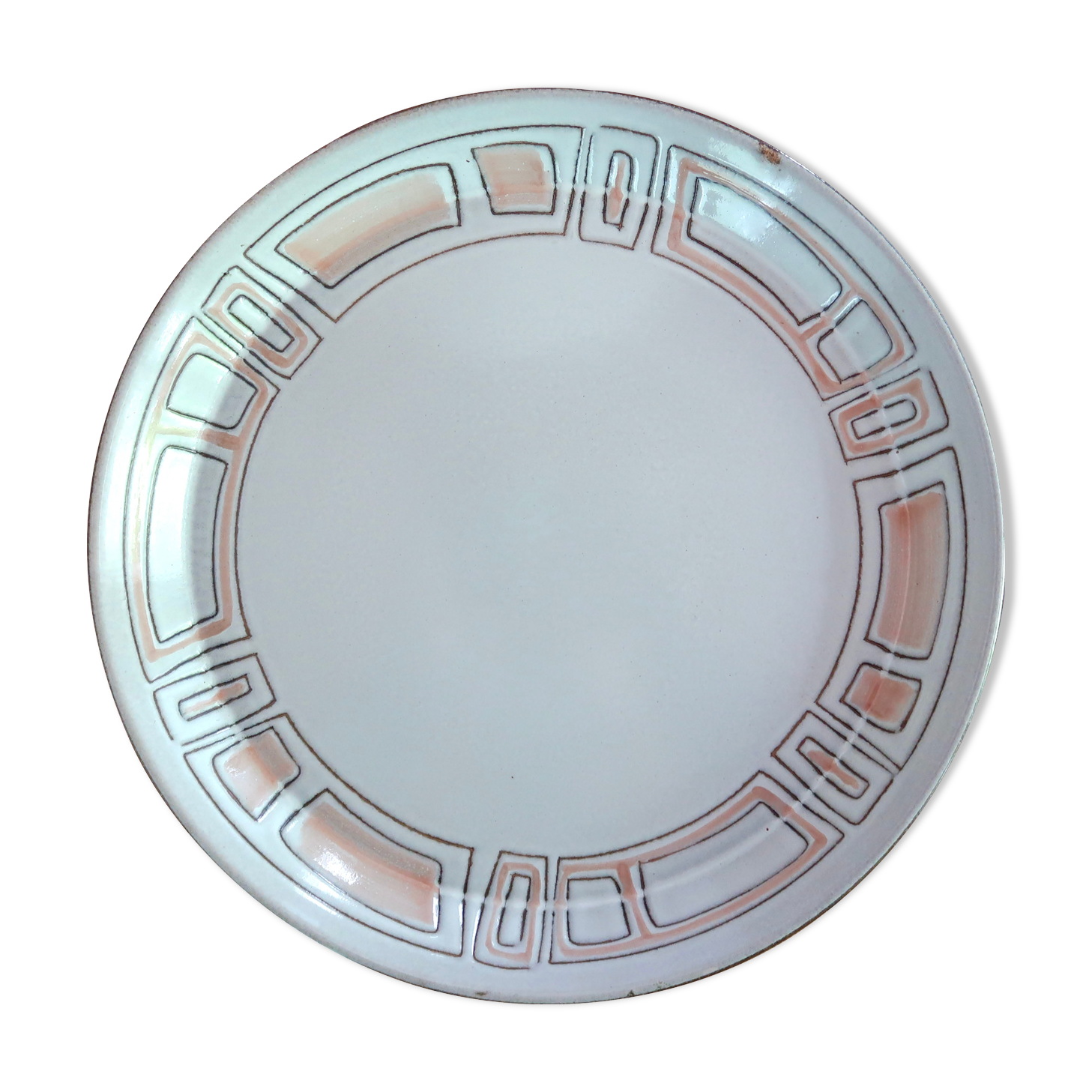 Hollow round dish "Maille" faience Niderviller, 60s