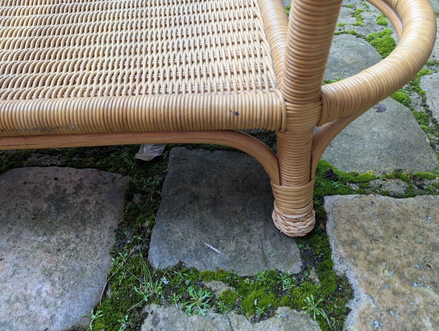 Vintage Rattan and Wicker Coffee Table - Glass Top - Bohemian Style