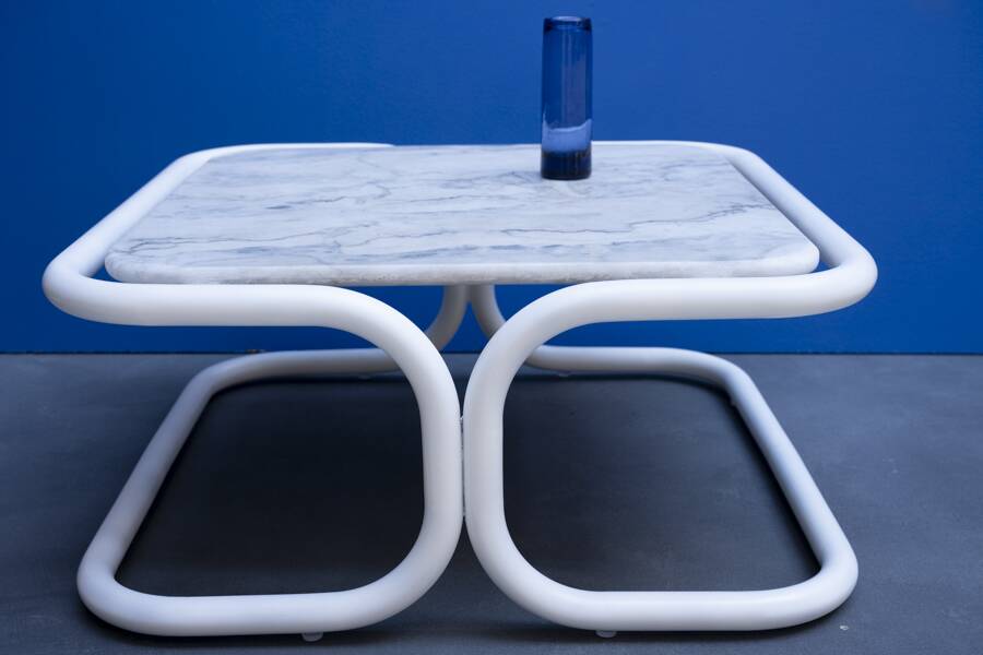 Vintage metal and marble coffee table