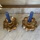 Lotus brass candlestick pair