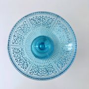 Bol ancien en verre, verre pressé turquoise, 19ème siècle