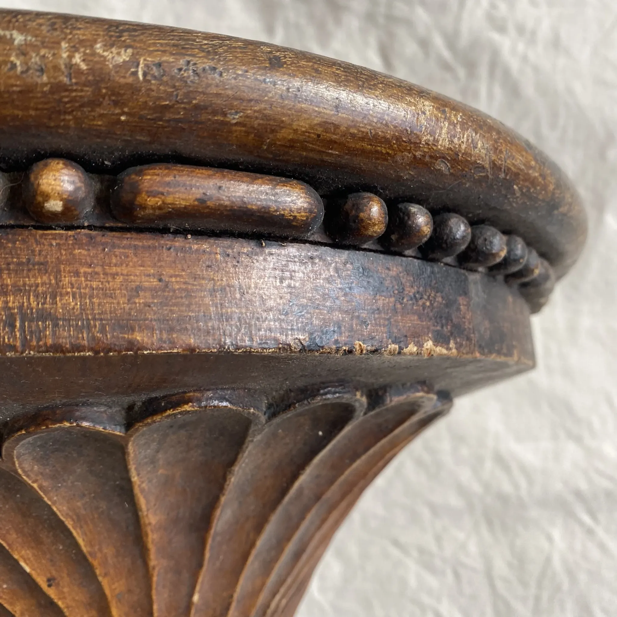 Wall console in solid oak and wrought iron, to be recessed, 19th century.