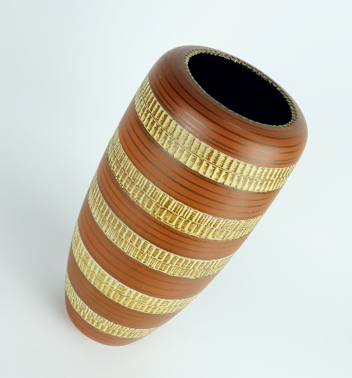 West german mid century vase duemler & breiden model 166 30 relief and stripe decor 1950s 1960s wgp