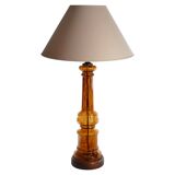 Scandinavian Modern Amber Glass Table Lamp by Miranda, 1970s