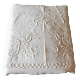 Large antique linen sheet monogrammed AH