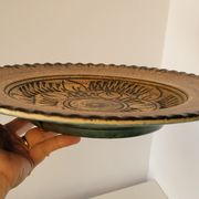 Large vintage stoneware ceramic plate to identify