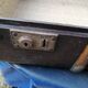 Antique suitcase in leather wood and vintage metal