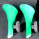 Pair of postmodern green glass wall sconces, by Carlo Nason for "murano due", Italy