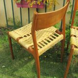 Three Scandinavian chairs - seated in braided rope