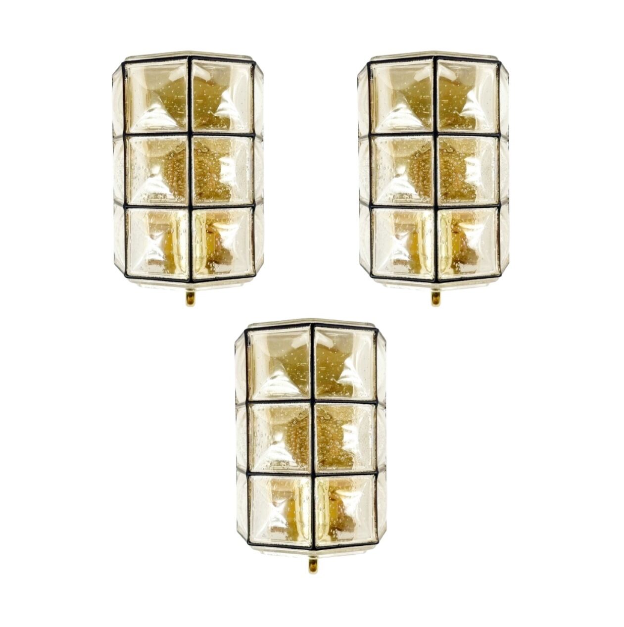 Mid-Century Bubble Glass & Iron Wall Lights from Limburg, Germany, 1960s