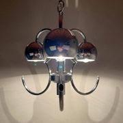 Vintage mid-century eye pendant lamp, Silver, Italy, 1970s