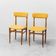 Pair of vintage chairs in wood and yellow fabric, 1960s modernism