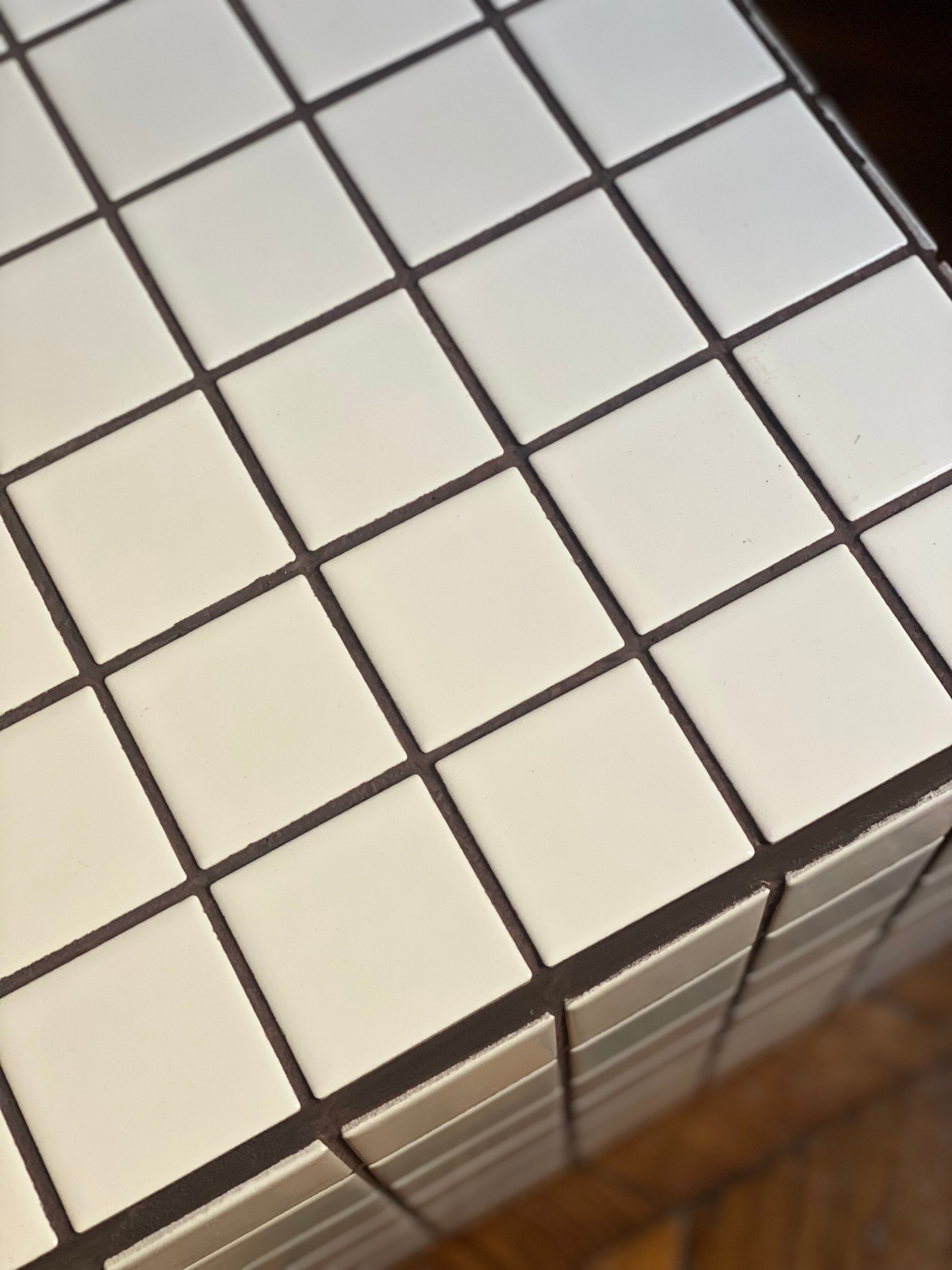 Side table cube gigi tile mosaic white joint black sofa end