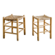Pair of French Mid Century Wooden Straw Stools, 1960s