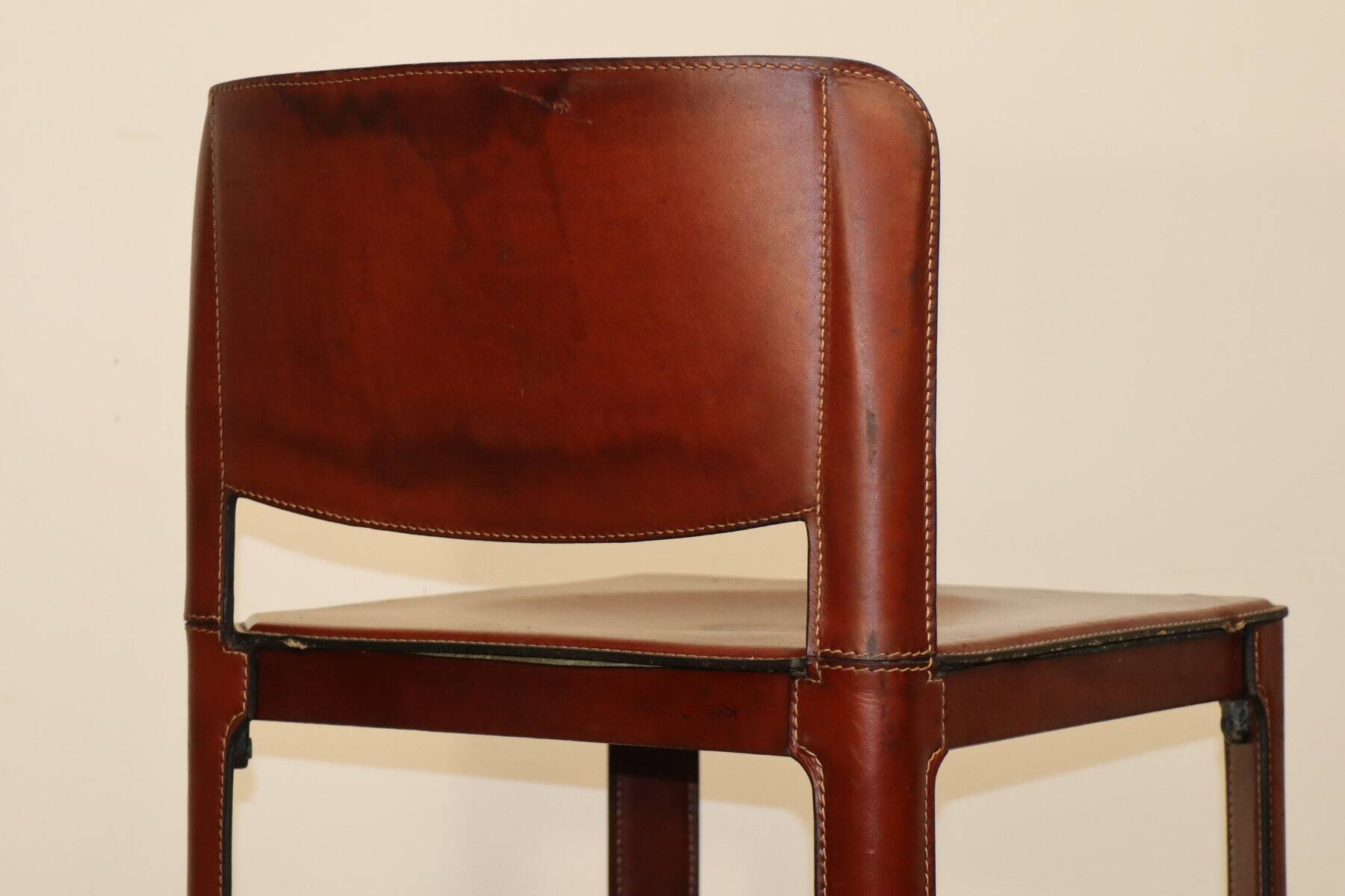 Matteo Grassi high stool in leather and metal
