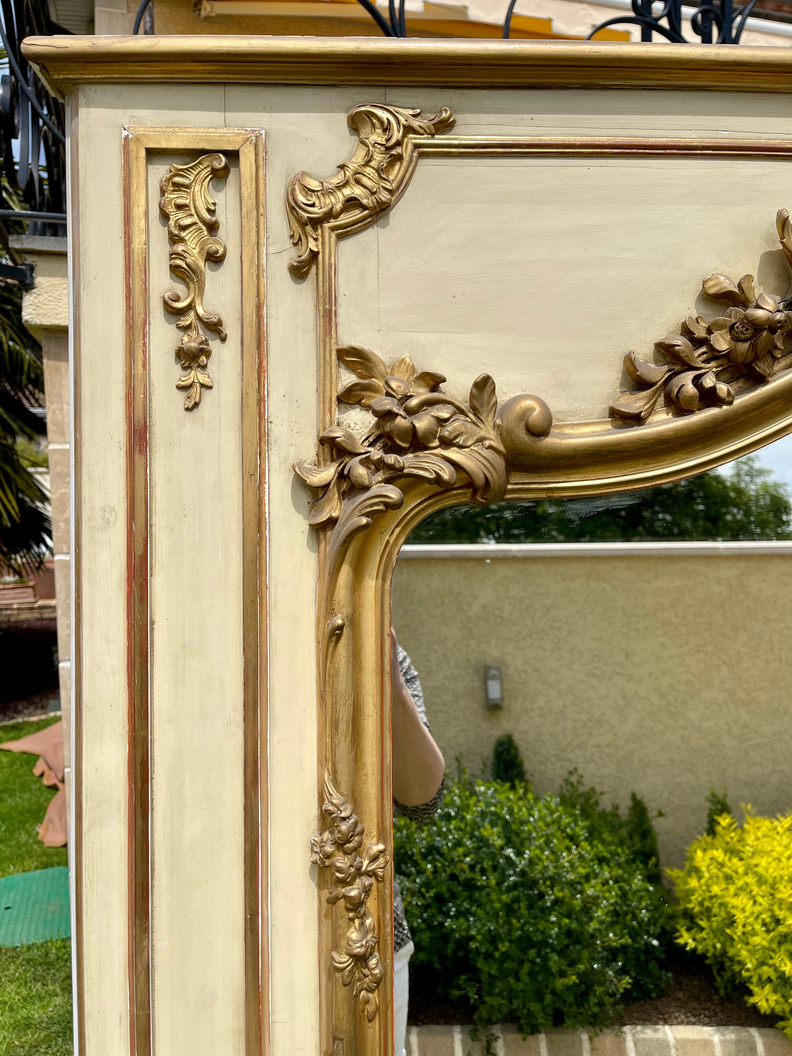 Trumeau lacquered and gilded Louis XVl style