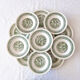 Service of vintage green plates in country English earthenware
