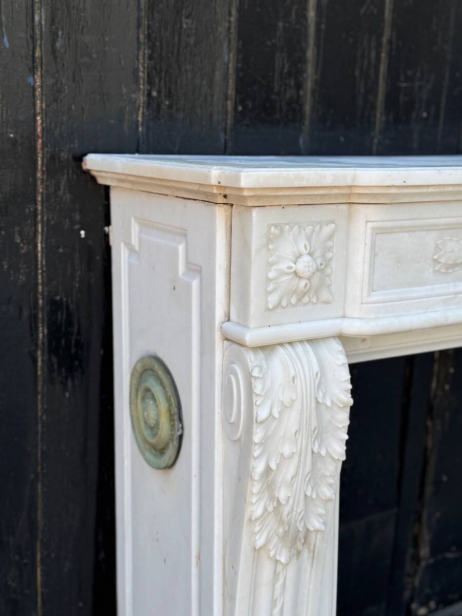 Louis XVI Style Fireplace in Carrara Marble Circa 1880