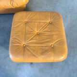 Grand canapé lounge vintage rembourré avec dossier, années 1970