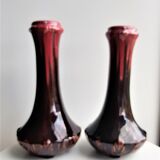 Pair of Orchies enamelled ceramic vases