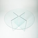 Round glass dining table, 1980s
