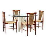 Architectural travertine dining table, 1970s