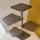 Vintage modernist side table, brushed chrome metal, France 1970